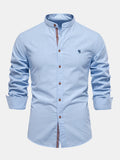 Rowan | Long Sleeve Linen Shirt With Stand Up Collar