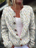Joanne | Art Print Buttoned Cardigan