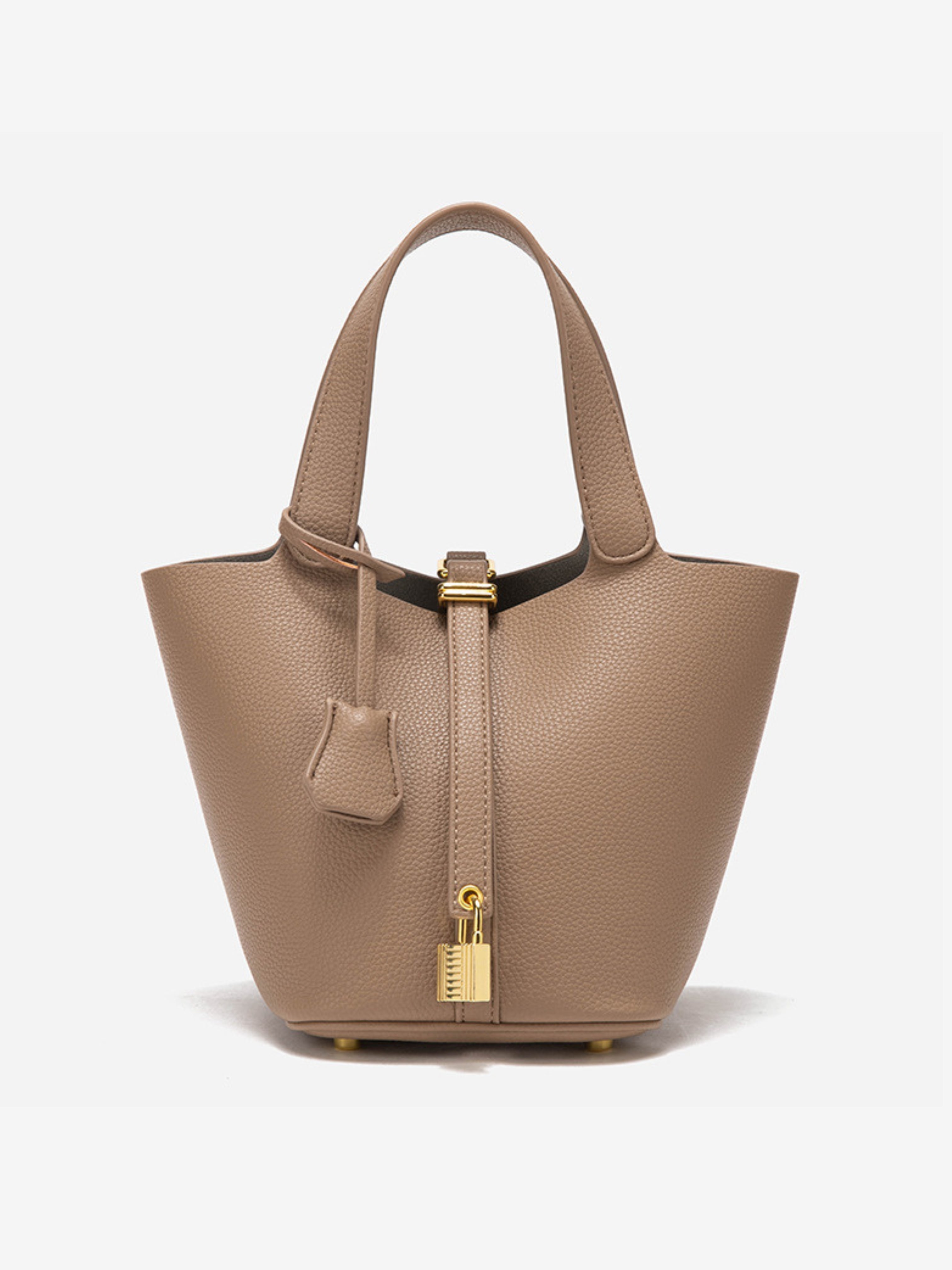 Glaiza | Sleek Gold-Lock Bucket Bag