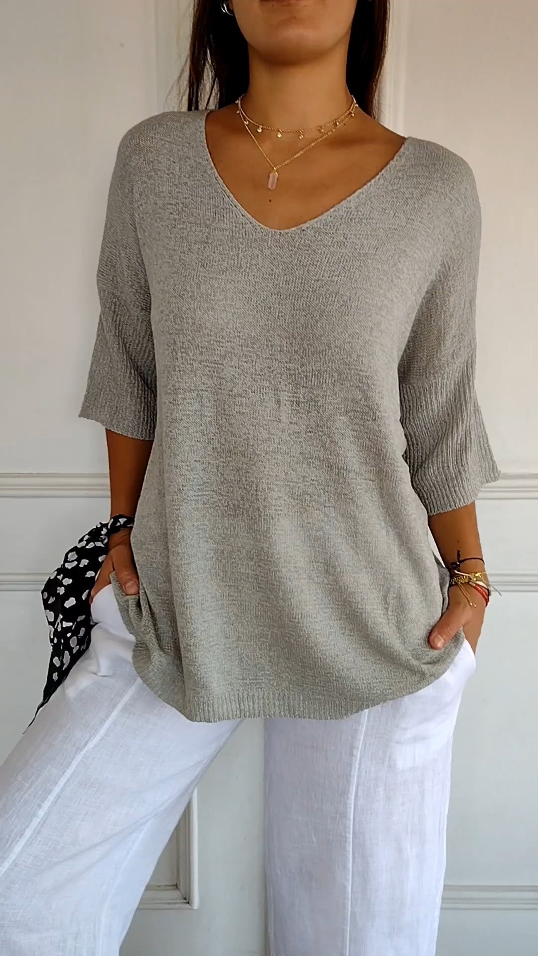 Heather - Knitted V-neck top