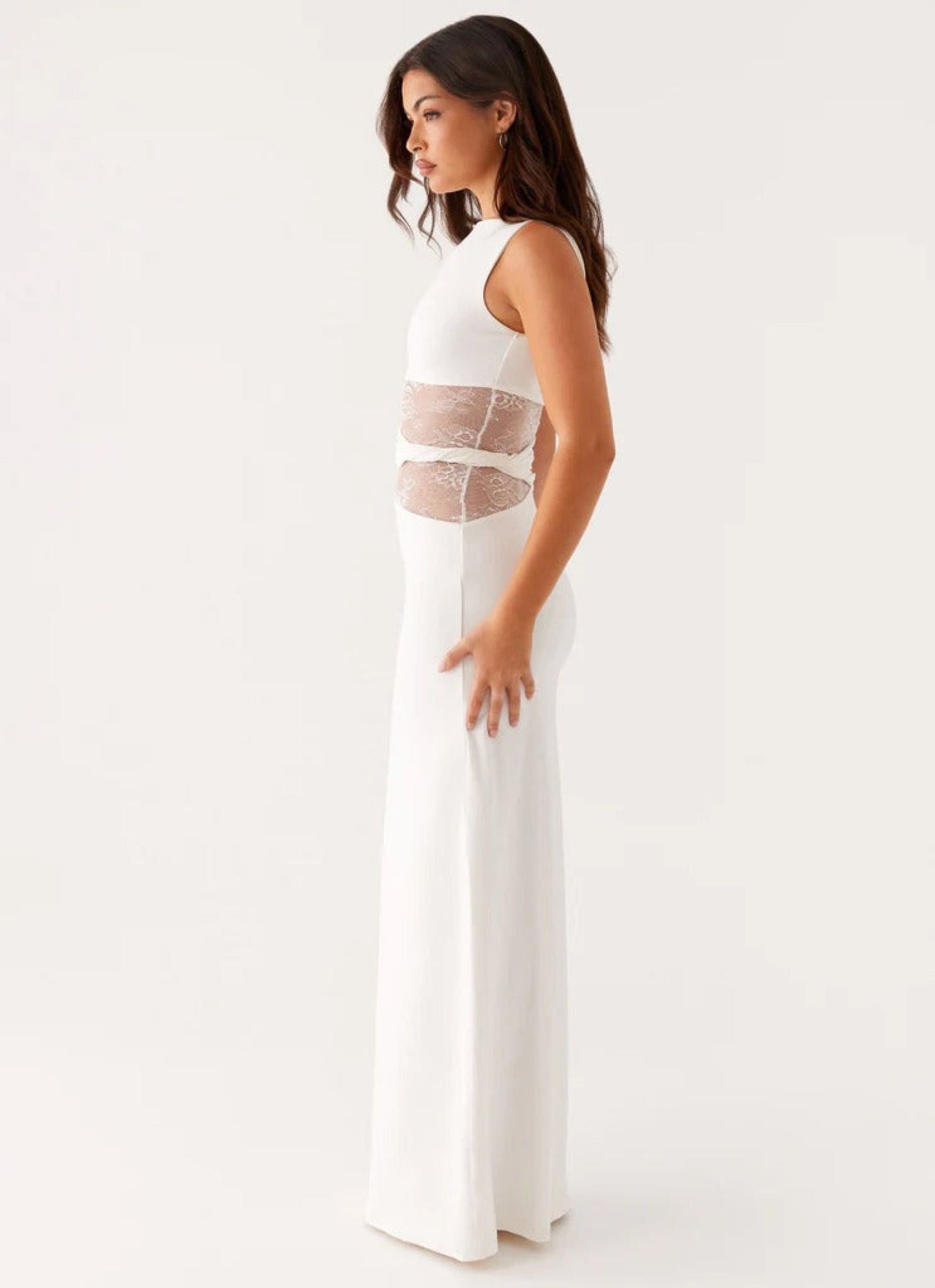 Leni | White dress with Subtle Cutouts and Lacing