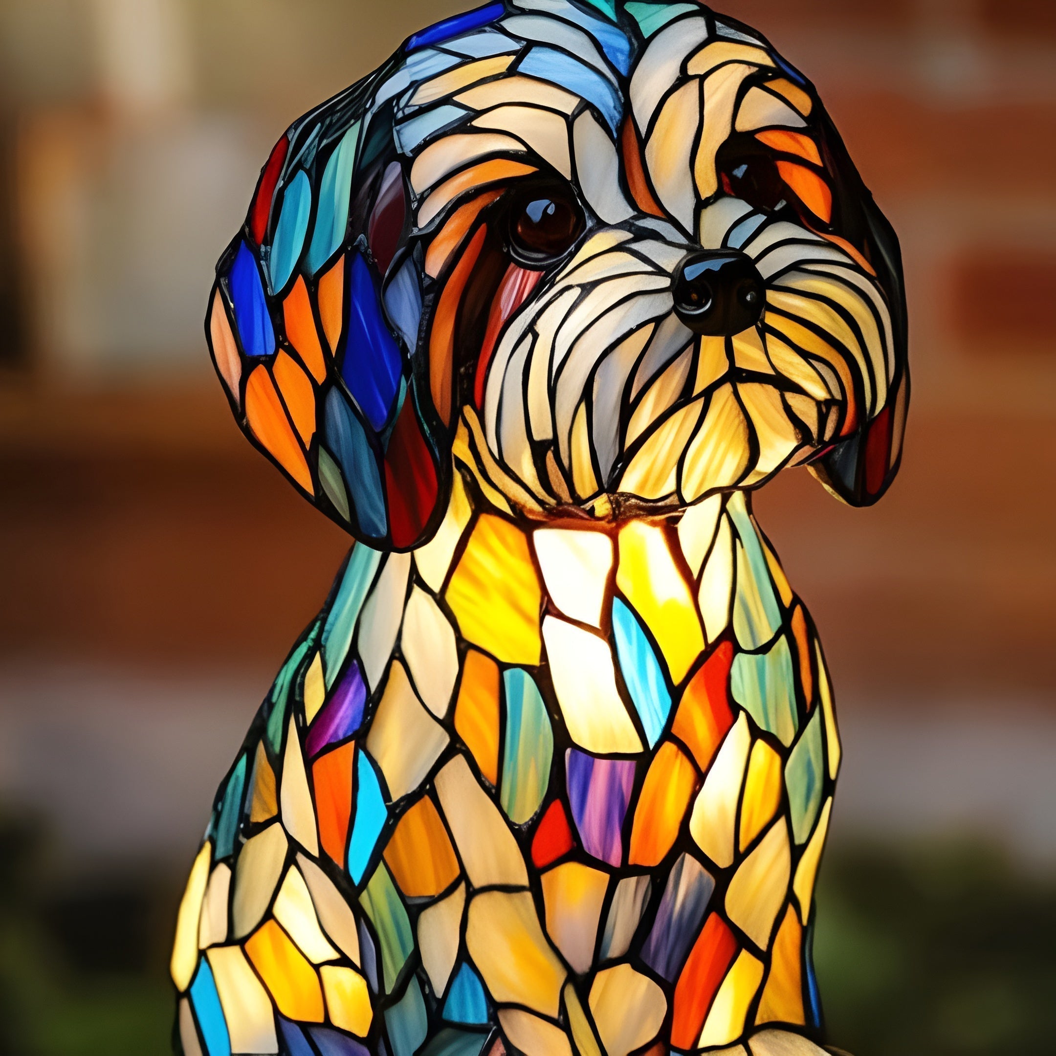 olivia – Magical Dog Lamp in Coloured Glass