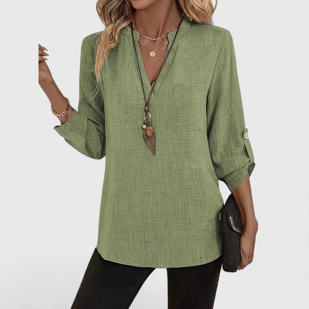 Jennifer - Elegant V-Neck Long Sleeve Top