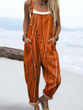 Women’s Jumpsuit - Vintage Floral Design, Comfort and Wide Leg Style