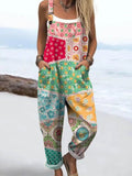 Women's Jumpsuit - Vintage Floral Design, Comfort and Wide Leg Style