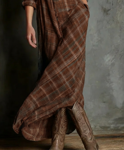 Karina | Long Red Check Dress