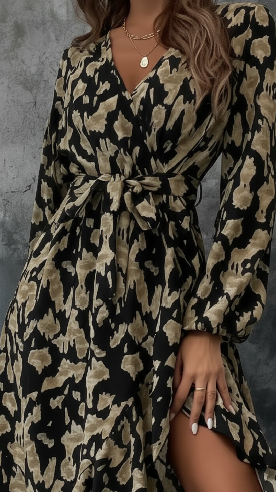 Flora | Long printed dress with puff sleeves