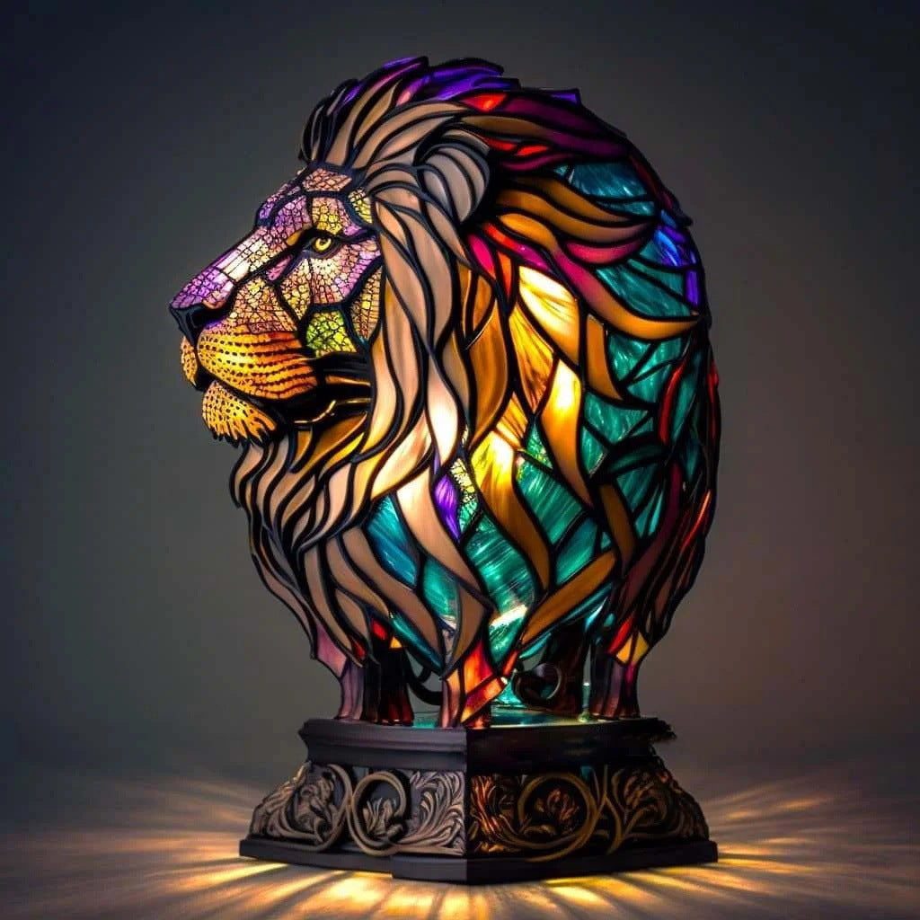 Stacy – Magical Lion Lamp in Coloured Glass