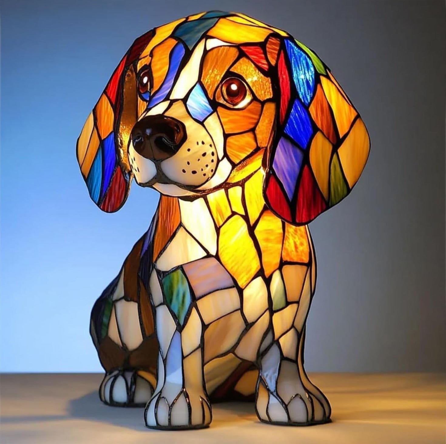 Sienna – Magical Dog Lamp in Coloured Glass