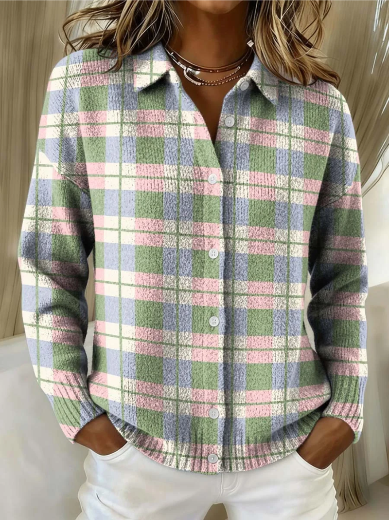 Lena™ – Karierte Bluse in frischen Pastelltönen, weichem Hoodie-Material