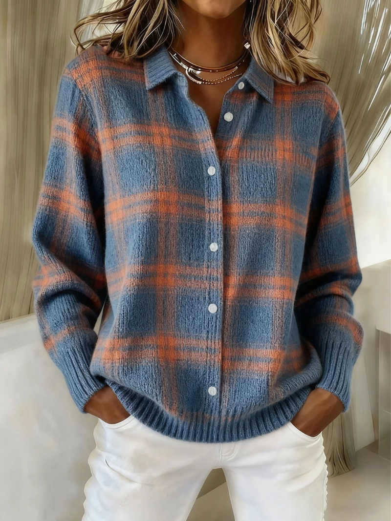 Mira™ – Weiche Bluse mit Karomuster, weichem Hoodie-Material