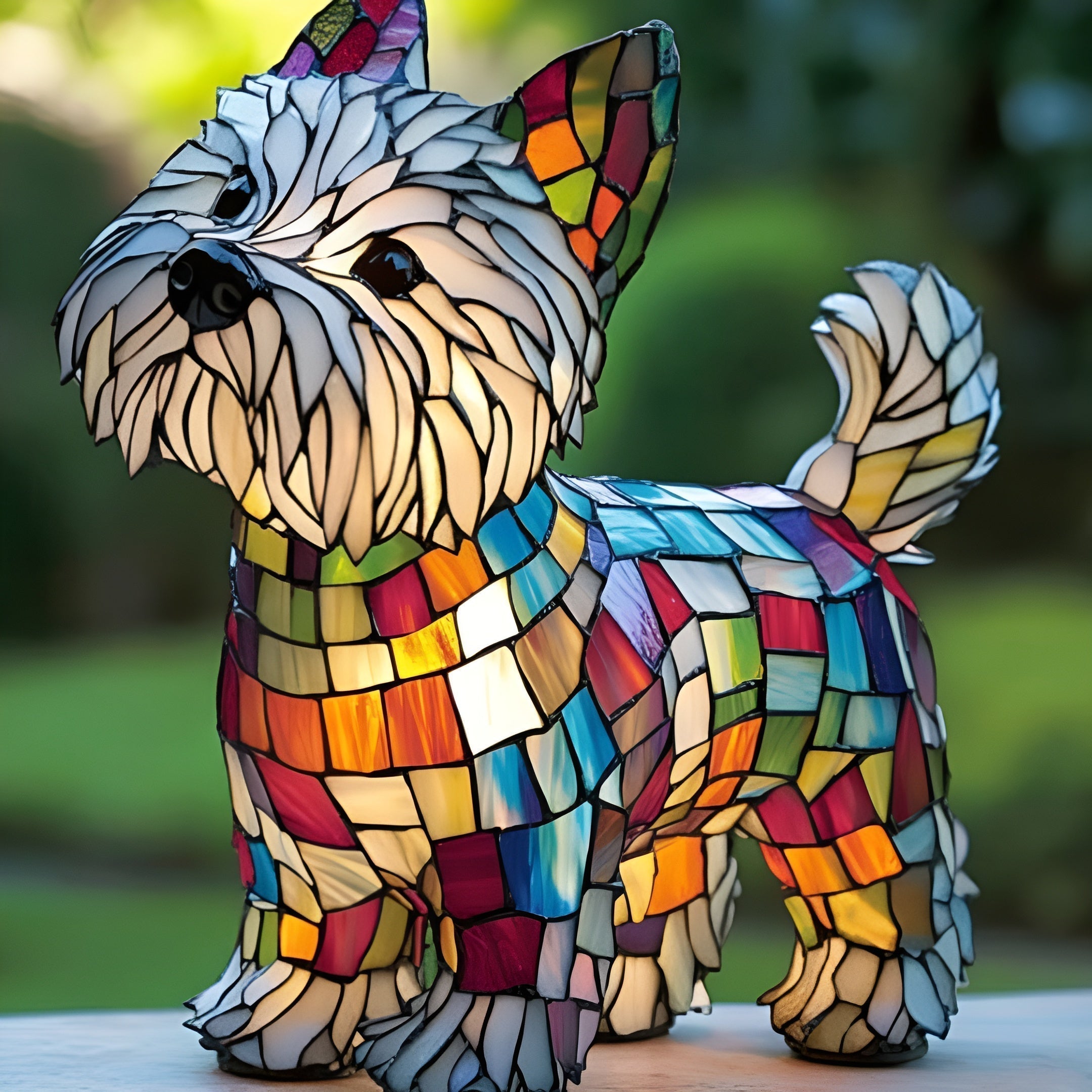 Chloe – Magical Dog Lamp in Coloured Glass