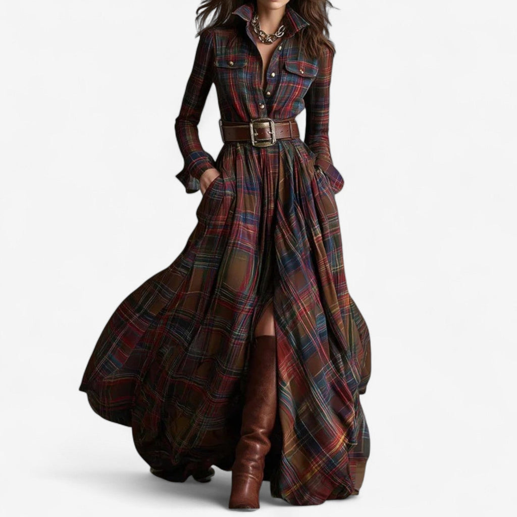 Dina | Timeless Checkered Maxi Dress