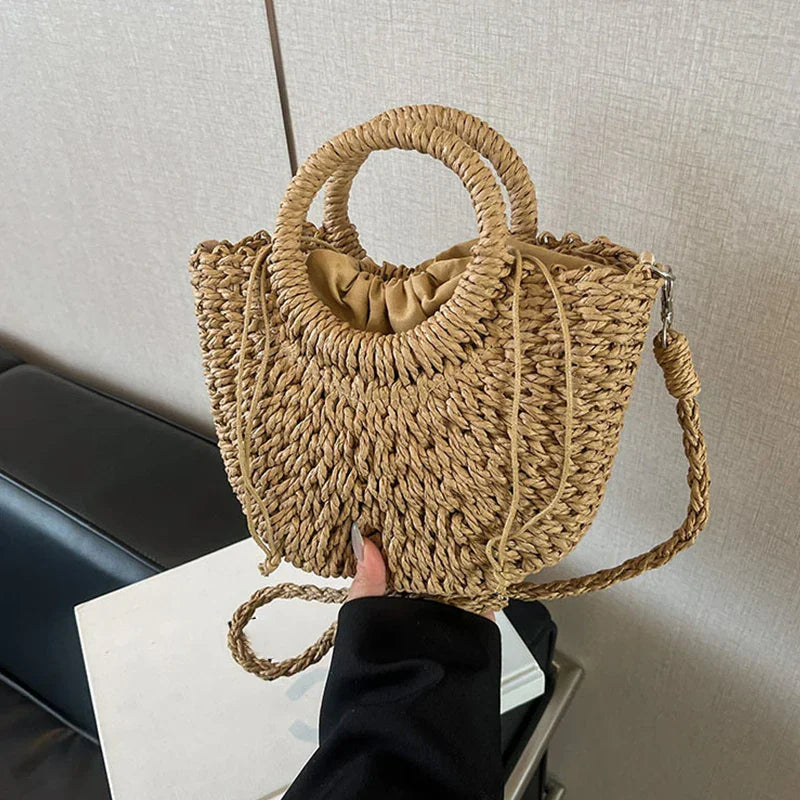 Handwoven Straw Crossbody Shoulder Bag