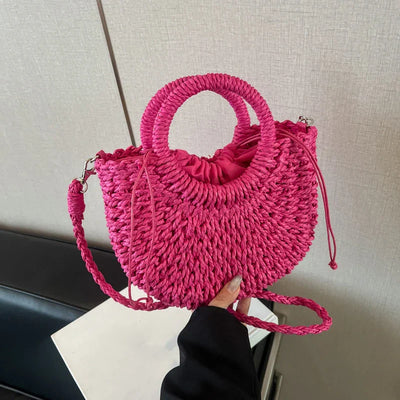 Handwoven Straw Crossbody Shoulder Bag