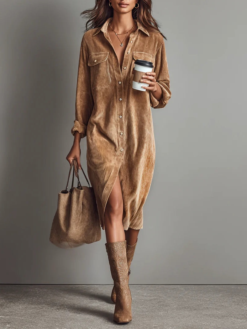 Madona | Loose Fit Corduroy Midi Dress