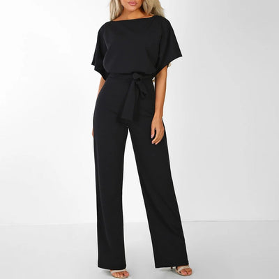 Laverna - Stylish Belted Wide-Leg Jumpsuit