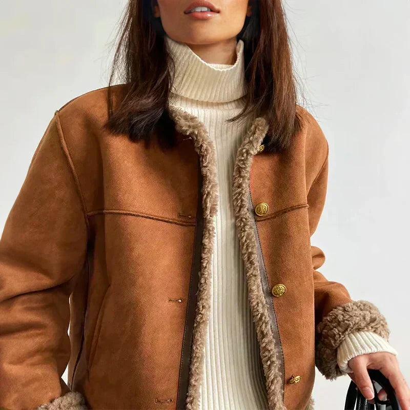 Rose | Buttoned teddy jacket