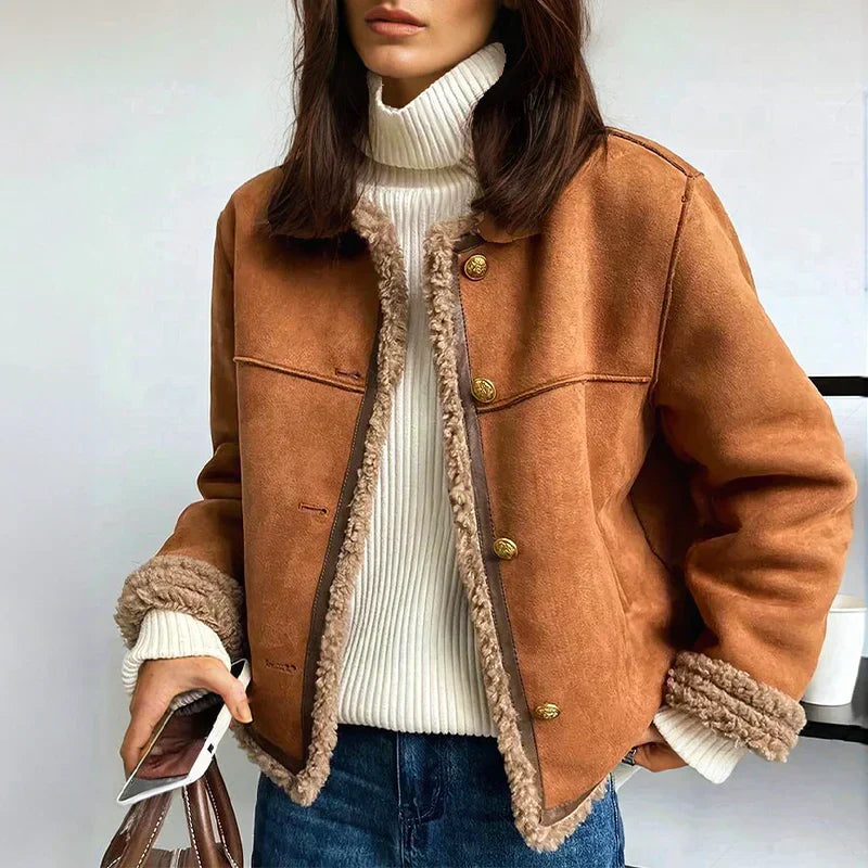 Rose | Buttoned teddy jacket