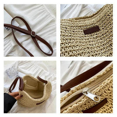 Straw shoulder bag