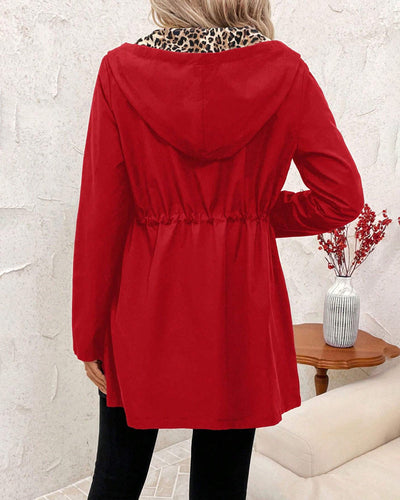 Amelia | Reversible Hooded Coat with Leopard Print